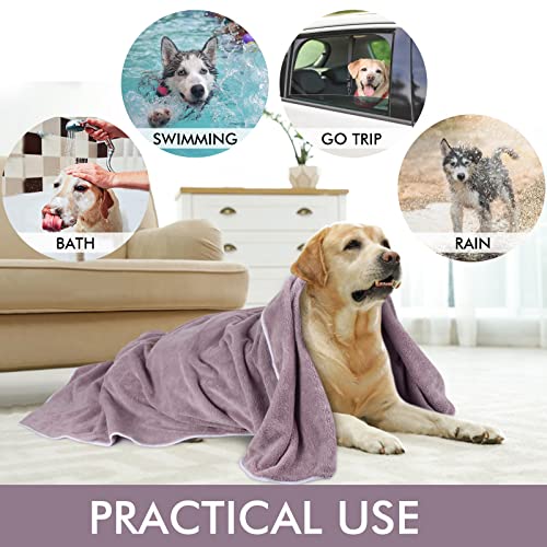 KinHwa Dog Towel Super Absorbent Pet Bath Towel Microfiber Dog Drying Towel for Small, Medium, Large Dogs and Cats 30inch x 50inch Purple