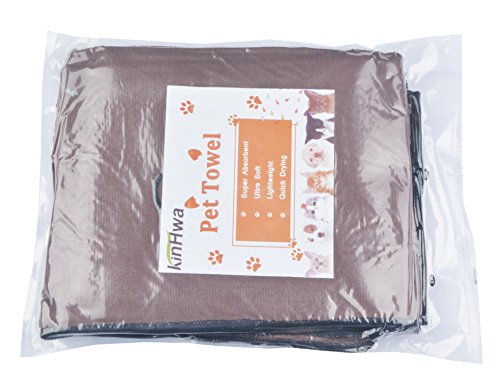 KinHwa Dog Towel Super Absorbent Pet Bath Towel Microfiber Dog Drying Towel for Small, Medium, Large Dogs and Cats 30inch x 50inch Brown