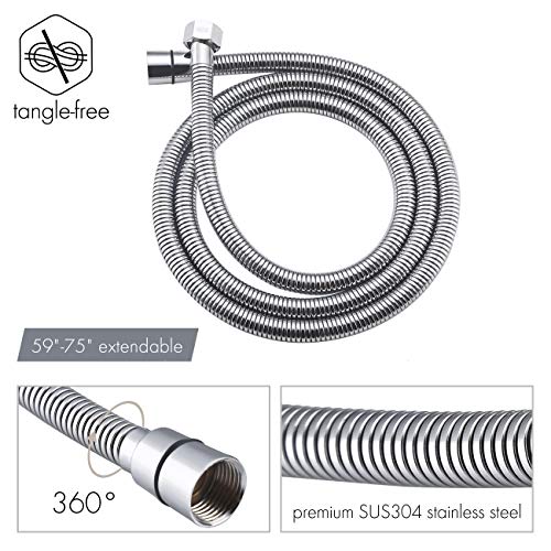 KES Bathroom Handheld Shower Head with Extra Long Hose and Bracket Holder Shower Wand Polished SUS304 Stainless Steel, LP150-PS