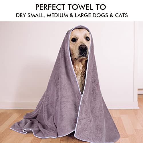 KinHwa Dog Towel Super Absorbent Pet Bath Towel Microfiber Dog Drying Towel for Small, Medium, Large Dogs and Cats 30inch x 50inch Purple