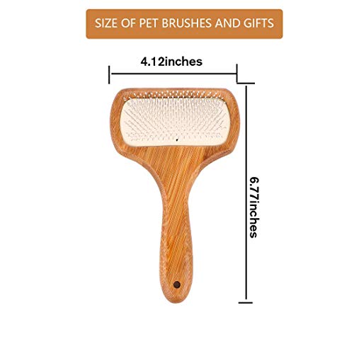 KylePet Dog brush, Double Sided Pet Slicker Brush with Bamboo Handle for Long Hair & Short Hair Pets Grooming Comb for Removing Shedding, Tangles and Dirt