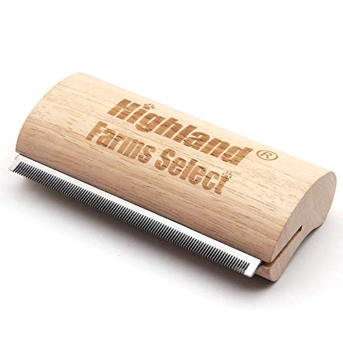 Highland Farms Select Deshedding Grooming Tool for Dogs, Cats & Horses, Ergonomic Design Wood Groom Brush, Professional Pet Groomer, Painlessly Remove for Short & Long Hair, Fur & Dirt