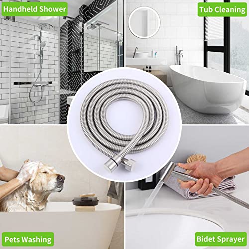 Handheld Shower Hose 79", Angle Simple Stainless Steel Flexible Shower Sprayer Hose, Replacement Shower Hose 1/2" IPS, Shower Extension Hose, Brushed Nickel