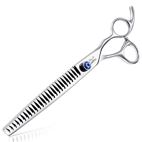 JASON 8" 26 Tooth Chunkers Shears for Dogs Ergonomic Cats Grooming Scissors Texturizing Blending Thinning Shear Pets Trimming Kit with Offset Handle Sharp Comfortable Durable Scissor