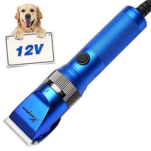 Hansprou Dog Grooming Clippers, Professional 12V Heavy Duty Pet Clippers, Large Dog Shaver for Thick Coat,Plug-in Pet HairTrimmer with Guard Combs Brush for Dogs Cats and Other Animal