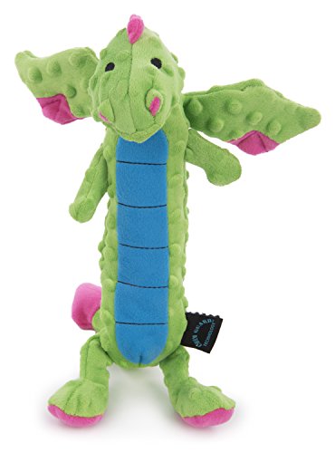 goDog, Dragons, Skinny, Squeaker Dog Toy, Chew Resistant, Durable Plush, Soft, Tough, Reinforced Seams, Green, Large