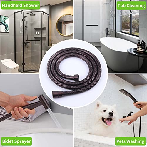 Hand Shower Hose 59", Angle Simple Flexible Stainless Steel Shower Head Hose, Handheld Shower Sprayer Replacement Hose, Oil Rubbed Bronze