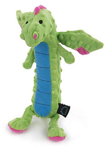 goDog, Dragons, Skinny, Squeaker Dog Toy, Chew Resistant, Durable Plush, Soft, Tough, Reinforced Seams, Green, Large