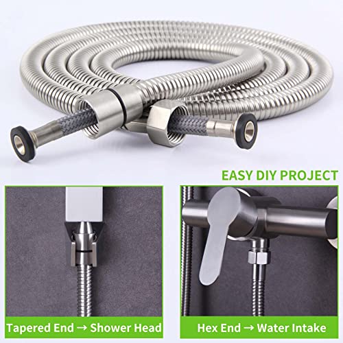 Handheld Shower Hose 79", Angle Simple Stainless Steel Flexible Shower Sprayer Hose, Replacement Shower Hose 1/2" IPS, Shower Extension Hose, Brushed Nickel