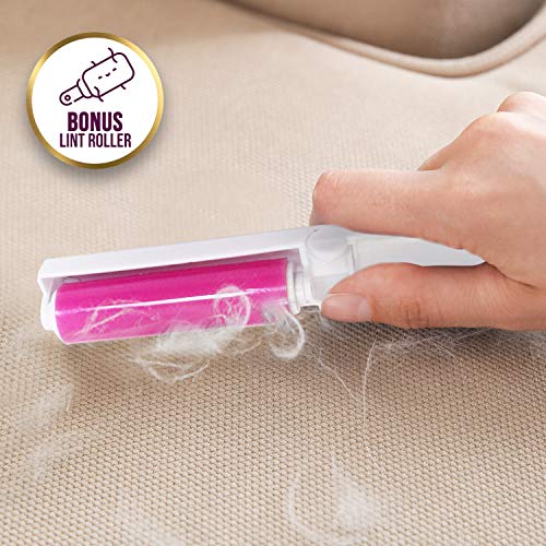 Jecudi Dog Grooming Scissors With Safety Round Tips, 7 In 1 Pet Grooming Scissors Set, Pet Cutting Scissors Kit With Thinning, Straight, Curved Shears & Comb, Lint roller, For Long Or Short Hair