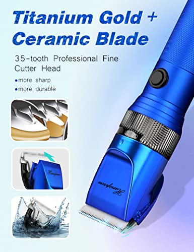 Hansprou Dog Grooming Clippers, Professional 12V Heavy Duty Pet Clippers, Large Dog Shaver for Thick Coat,Plug-in Pet HairTrimmer with Guard Combs Brush for Dogs Cats and Other Animal