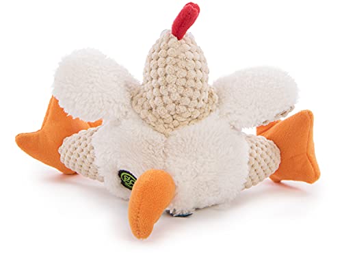 goDog Checkers Fat Rooster Squeaky Plush Dog Toy, Chew Guard Technology - White, Small