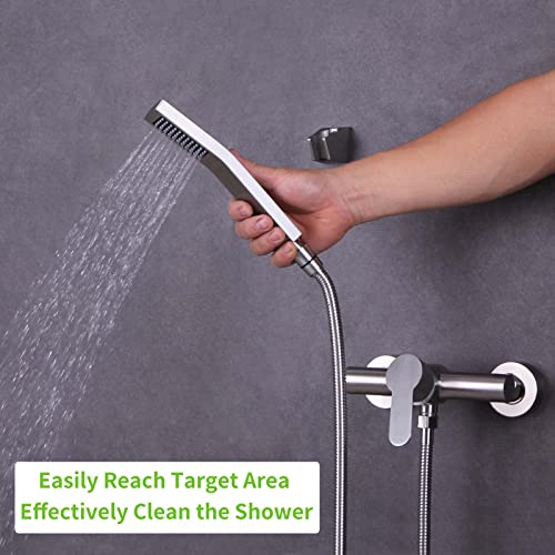 Handheld Shower Hose 79", Angle Simple Stainless Steel Flexible Shower Sprayer Hose, Replacement Shower Hose 1/2" IPS, Shower Extension Hose, Brushed Nickel