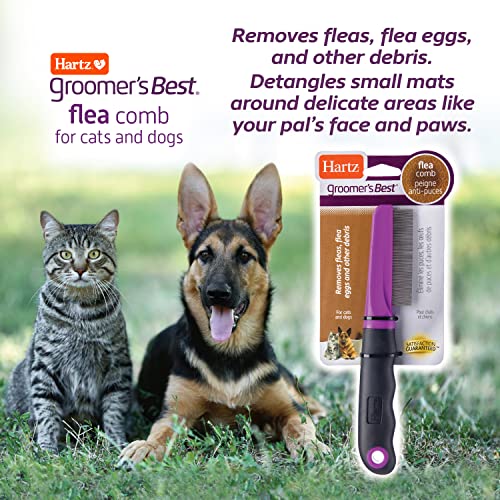 Hartz Groomer's Best Flea Comb for Dogs and Cats and Comb Bundle with Nature's Shield or Groomers Best Professional Shampoo