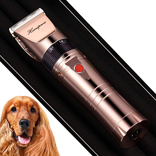 HANSPROU Upgraded Dog Shaver Clippers Rechargeable Dog Clipper for Thick Heavy Coats Low Noise Pet Trimmer Pet Professional Grooming Clippers with Guard Combs Brush for Dogs Cats and Other Animals
