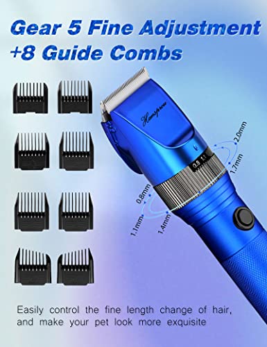 Hansprou Dog Grooming Clippers, Professional 12V Heavy Duty Pet Clippers, Large Dog Shaver for Thick Coat,Plug-in Pet HairTrimmer with Guard Combs Brush for Dogs Cats and Other Animal