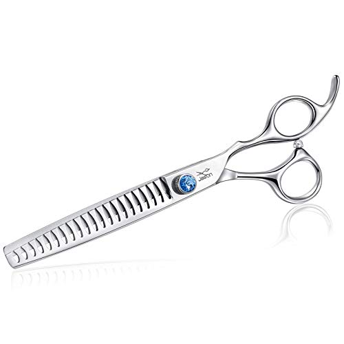 JASON 7" 21-Teeth Chunkers Shears for Dogs, Ergonomic Cats Grooming Texturizing Blending Thinning Shears Pets Trimming Kit with Offset Handle, Sharp, Comfortable, Durable Shear