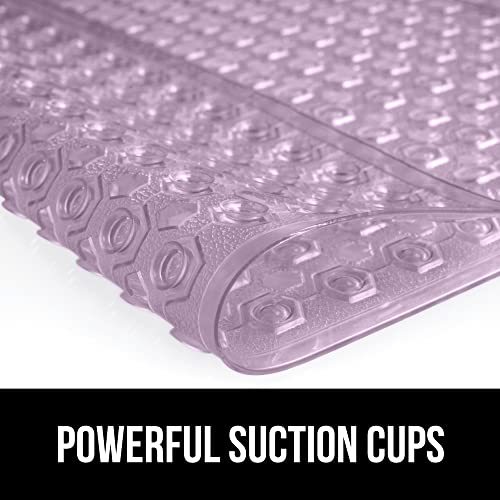 Gorilla Grip Patented Bath Tub and Shower Mat, 35x16, Machine Washable, Extra Large Bathtub Mats with Drain Holes and Suction Cups to Keep Floor Clean, Soft on Feet, Bathroom Accessories, Purple