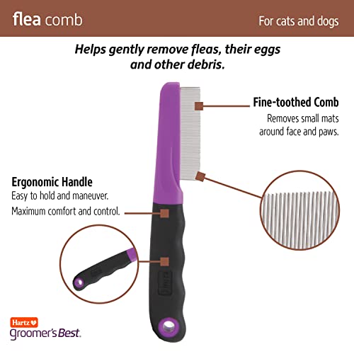Hartz Groomer's Best Flea Comb for Dogs and Cats and Comb Bundle with Nature's Shield or Groomers Best Professional Shampoo