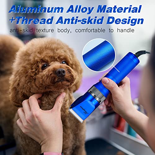 Hansprou Dog Grooming Clippers, Professional 12V Heavy Duty Pet Clippers, Large Dog Shaver for Thick Coat,Plug-in Pet HairTrimmer with Guard Combs Brush for Dogs Cats and Other Animal