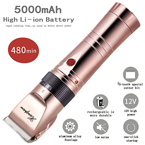 HANSPROU Upgraded Dog Shaver Clippers Rechargeable Dog Clipper for Thick Heavy Coats Low Noise Pet Trimmer Pet Professional Grooming Clippers with Guard Combs Brush for Dogs Cats and Other Animals