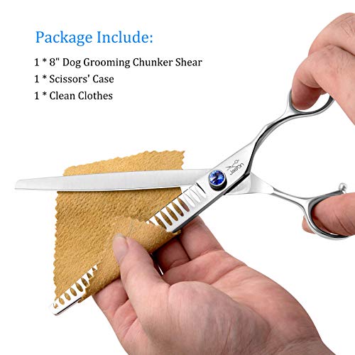 JASON 8" 26 Tooth Chunkers Shears for Dogs Ergonomic Cats Grooming Scissors Texturizing Blending Thinning Shear Pets Trimming Kit with Offset Handle Sharp Comfortable Durable Scissor