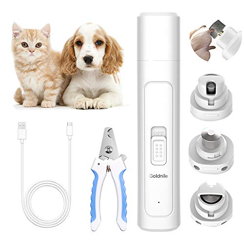 Goldnile Dog Nail Grinder,Upgraded Rechargeable Electric Pet Nail File for Paws Grooming Trimming Shaping,2 High Rotation Speed Quiet Nail Trimmer Clippers for Large Medium Small Pet Dogs & Cats