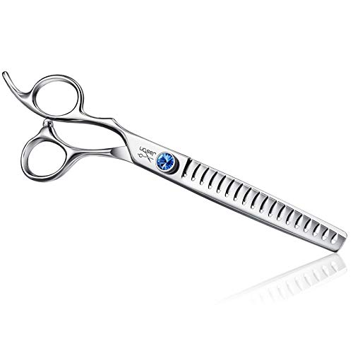 JASON Left Handed 7" 18-Tooth Texturising Dog Grooming Chunkers Scissor, Ergonomic Cats Grooming Shears Pets Trimming Kit with Offset Handle, Sharp, Comfortable, Durable Shear