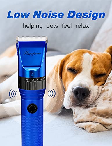 Hansprou Dog Grooming Clippers, Professional 12V Heavy Duty Pet Clippers, Large Dog Shaver for Thick Coat,Plug-in Pet HairTrimmer with Guard Combs Brush for Dogs Cats and Other Animal