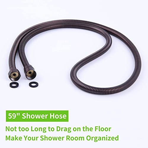 Hand Shower Hose 59", Angle Simple Flexible Stainless Steel Shower Head Hose, Handheld Shower Sprayer Replacement Hose, Oil Rubbed Bronze