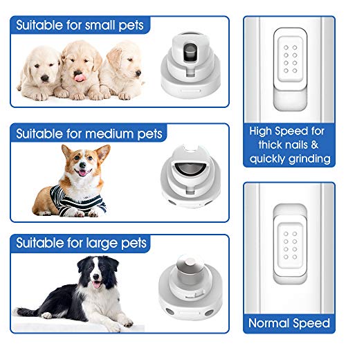 Goldnile Dog Nail Grinder,Upgraded Rechargeable Electric Pet Nail File for Paws Grooming Trimming Shaping,2 High Rotation Speed Quiet Nail Trimmer Clippers for Large Medium Small Pet Dogs & Cats