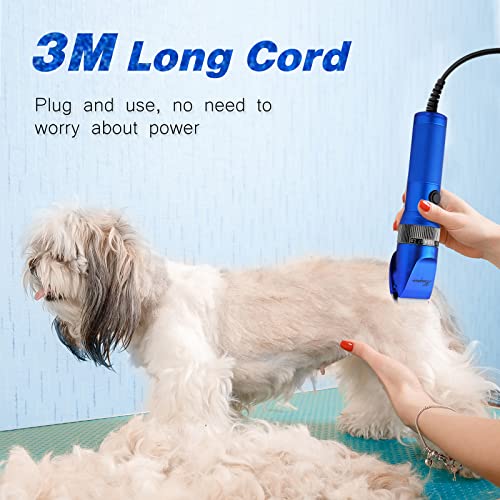 Hansprou Dog Grooming Clippers, Professional 12V Heavy Duty Pet Clippers, Large Dog Shaver for Thick Coat,Plug-in Pet HairTrimmer with Guard Combs Brush for Dogs Cats and Other Animal