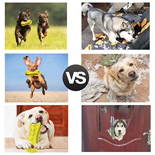 Gelar Dog Chew Toys, Indestructible Dog Toys for Aggressive Chewers, Tough Teeth Cleaning Toothbrush Toy, Interactive Dog Squeak Toy for Boredom, Dinosaur, Milk Flavor