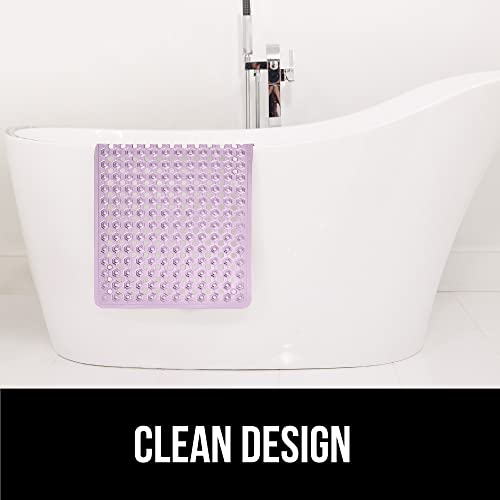 Gorilla Grip Patented Bath Tub and Shower Mat, 35x16, Machine Washable, Extra Large Bathtub Mats with Drain Holes and Suction Cups to Keep Floor Clean, Soft on Feet, Bathroom Accessories, Purple