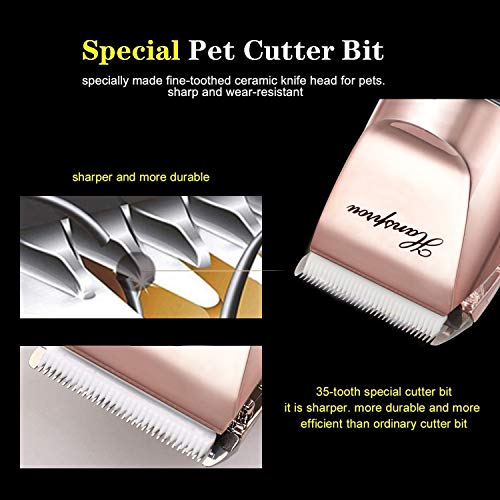HANSPROU Upgraded Dog Shaver Clippers Rechargeable Dog Clipper for Thick Heavy Coats Low Noise Pet Trimmer Pet Professional Grooming Clippers with Guard Combs Brush for Dogs Cats and Other Animals