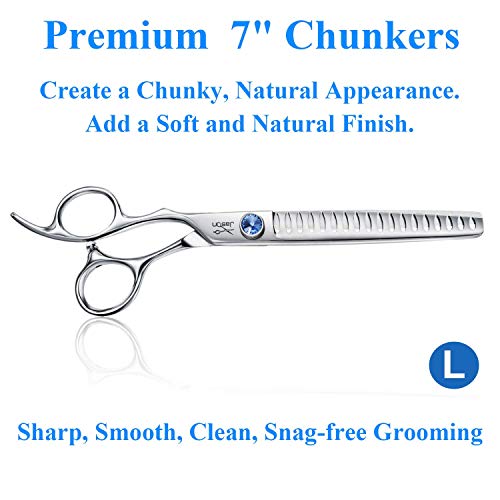 JASON Left Handed 7" 18-Tooth Texturising Dog Grooming Chunkers Scissor, Ergonomic Cats Grooming Shears Pets Trimming Kit with Offset Handle, Sharp, Comfortable, Durable Shear