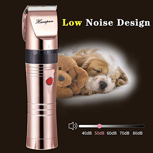 HANSPROU Upgraded Dog Shaver Clippers Rechargeable Dog Clipper for Thick Heavy Coats Low Noise Pet Trimmer Pet Professional Grooming Clippers with Guard Combs Brush for Dogs Cats and Other Animals