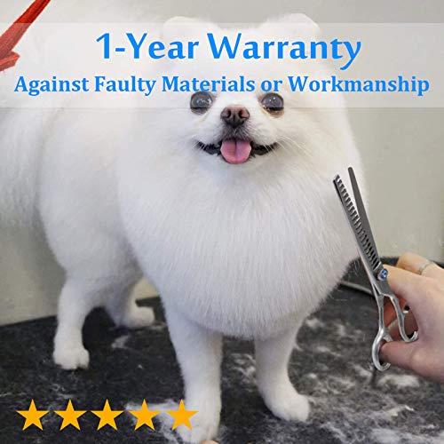 JASON 7" 21-Teeth Chunkers Shears for Dogs, Ergonomic Cats Grooming Texturizing Blending Thinning Shears Pets Trimming Kit with Offset Handle, Sharp, Comfortable, Durable Shear