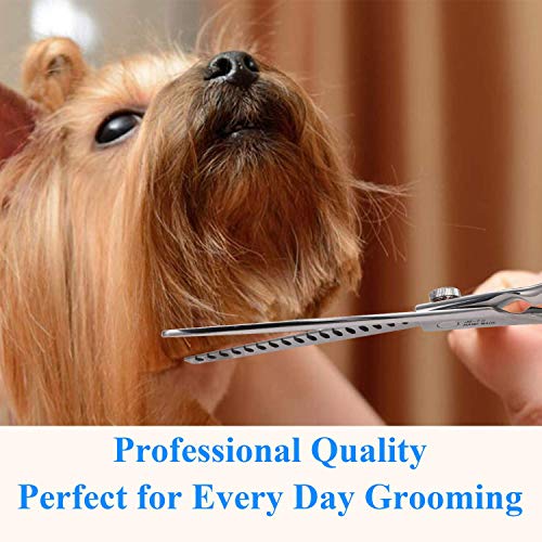 JASON Left Handed 7" 18-Tooth Texturising Dog Grooming Chunkers Scissor, Ergonomic Cats Grooming Shears Pets Trimming Kit with Offset Handle, Sharp, Comfortable, Durable Shear