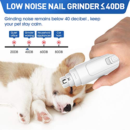 Goldnile Dog Nail Grinder,Upgraded Rechargeable Electric Pet Nail File for Paws Grooming Trimming Shaping,2 High Rotation Speed Quiet Nail Trimmer Clippers for Large Medium Small Pet Dogs & Cats