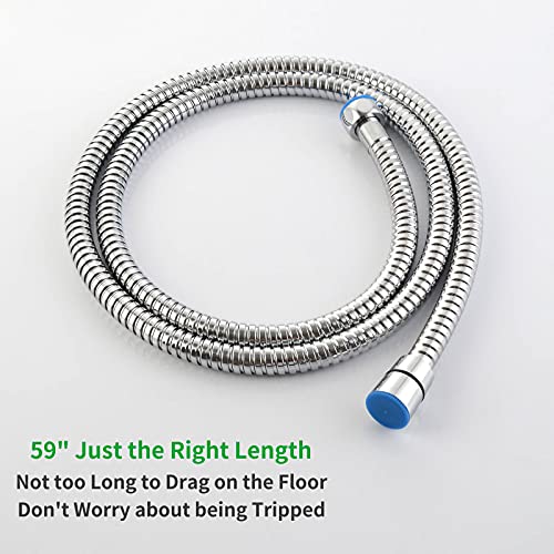 Flexible Shower Hose 59", Angle Simple Stainless Steel Handheld Shower Head Hose, Replacement Shower Sprayer Hose 1/2" IPS, Chrome