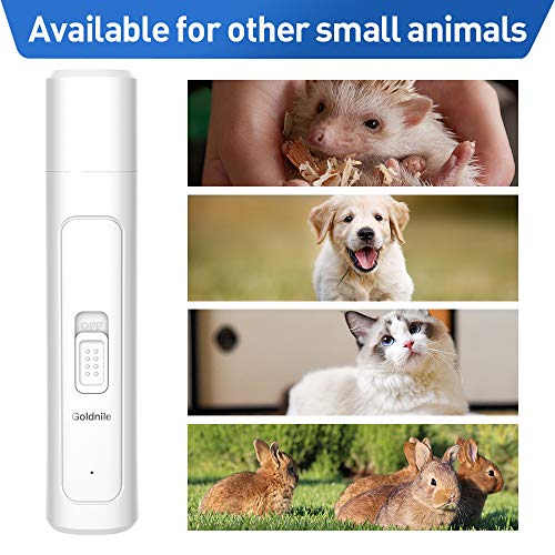Goldnile Dog Nail Grinder,Upgraded Rechargeable Electric Pet Nail File for Paws Grooming Trimming Shaping,2 High Rotation Speed Quiet Nail Trimmer Clippers for Large Medium Small Pet Dogs & Cats