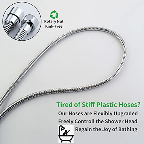 Flexible Shower Hose 59", Angle Simple Stainless Steel Handheld Shower Head Hose, Replacement Shower Sprayer Hose 1/2" IPS, Chrome