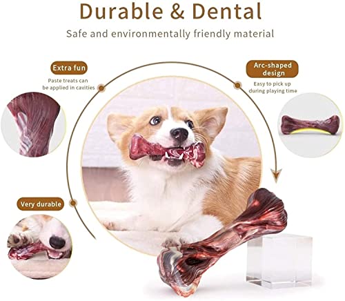 EETOYS Dog Toys for Aggressive Chewers Nearly indestructible Dog Chew Toys For Large Medium Small Dogs Teething Puppies Durable Tough Dog Toys Puppy Chew Toys Made With Hard Nylon (Small, Marbled Red)