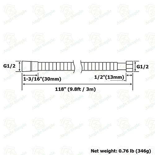 Extra Long Shower Head Hose 118", Angle Simple Stainless Steel Flexible Handheld Shower Hose, Shower Sprayer Hose No Tangles, Shower Hose Replacement 1/2" IPS, Shower Extension Hose Chrome