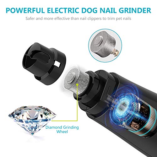 Electric Dog Nail Grinder & Cat Nail Clippers with Light, 2 Speed Rechargeable Pet Trimmer Pet Nail Trimmer, Painless Grooming & Smoothing for Small Medium Large Dogs & Cats
