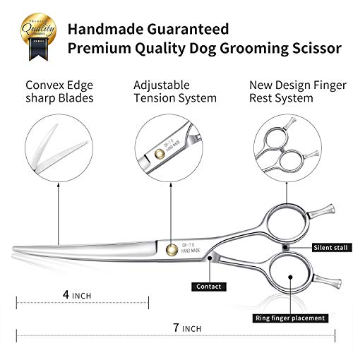 Dream Reach Professional Dog Grooming Straight, Curved, Thinning/Blending/Chunking Scissors Kit, JP-440C Stainless Steel Pet Cat Hair Cutting/Trimming Shears