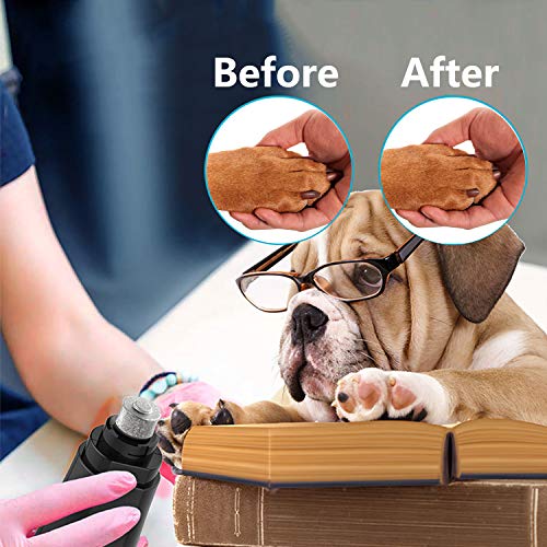 Electric Dog Nail Grinder & Cat Nail Clippers with Light, 2 Speed Rechargeable Pet Trimmer Pet Nail Trimmer, Painless Grooming & Smoothing for Small Medium Large Dogs & Cats