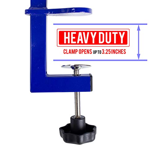 Downtown Pet Supply - Portable Dog Grooming Arm with Loop & Clamp for Pet Grooming Table - Dog Grooming Supplies 27in Foldable Blue Steel Arm with S/M (19 or 21in) No Sit Haunch Holder