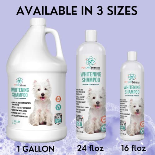 Dog Whitening Shampoo, Gentle Sulfate Free Formula, Brightens White and Darkens Black Coats, Dog Shampoo Proudly Made In The USA (16 fl oz)